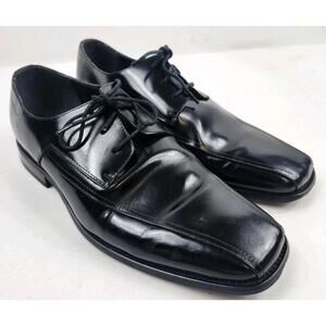 Stacy Adams Mens Black Leather Square Toe Lace Up Dress Shoes Size 10.5 M